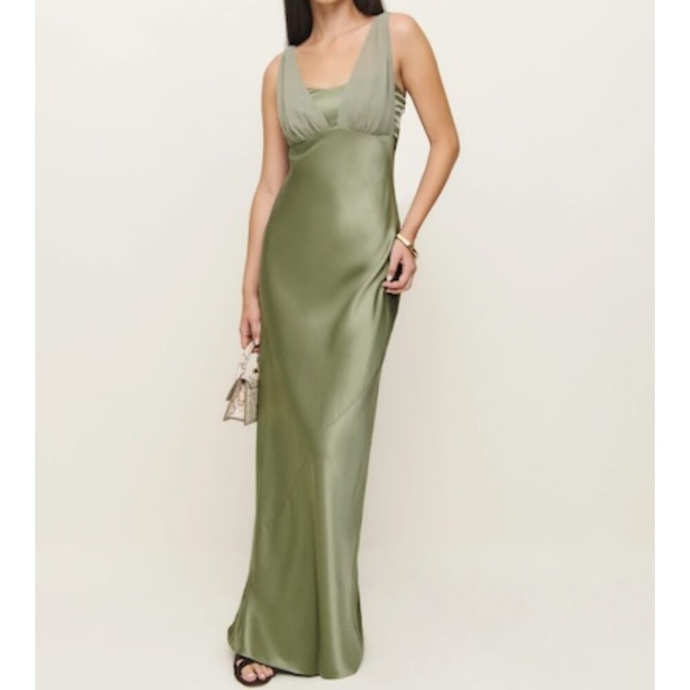 Reformation Lune Dress in Artichoke